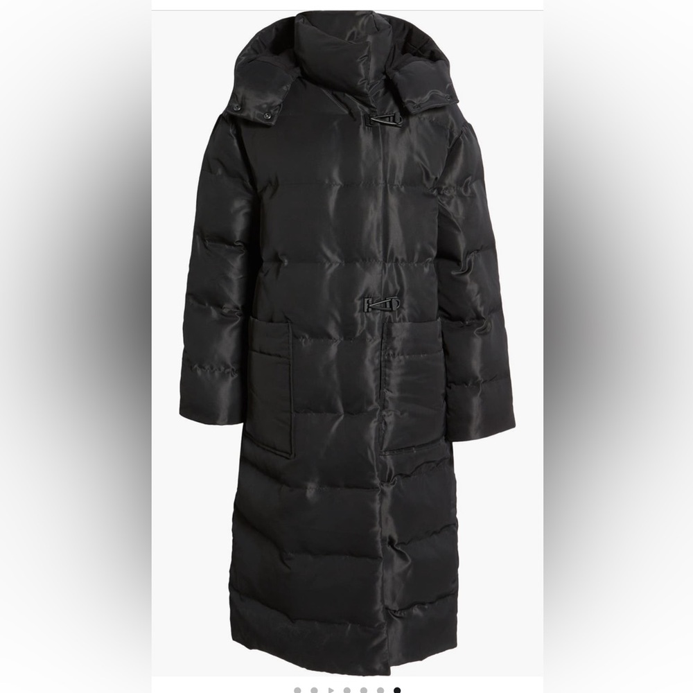 All Saints Allana Long Black Puffer Coat - Size 4